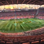 Emirates Stadium packed with Arsenal fans chasing the Premier League title